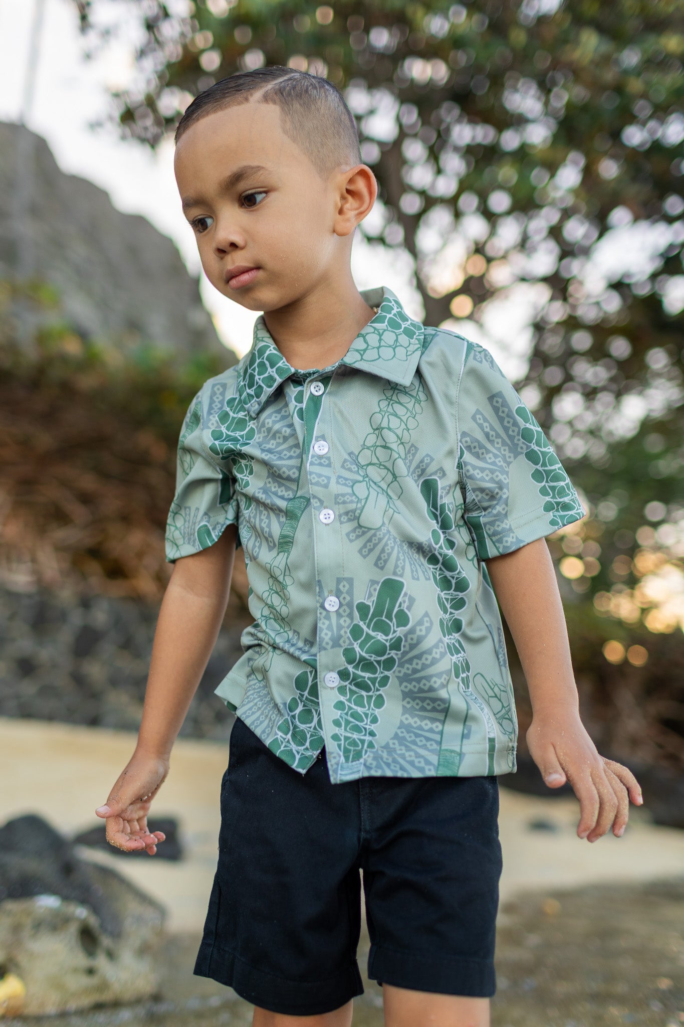 Keiki Lamaku Dri-Fit Aloha Shirt