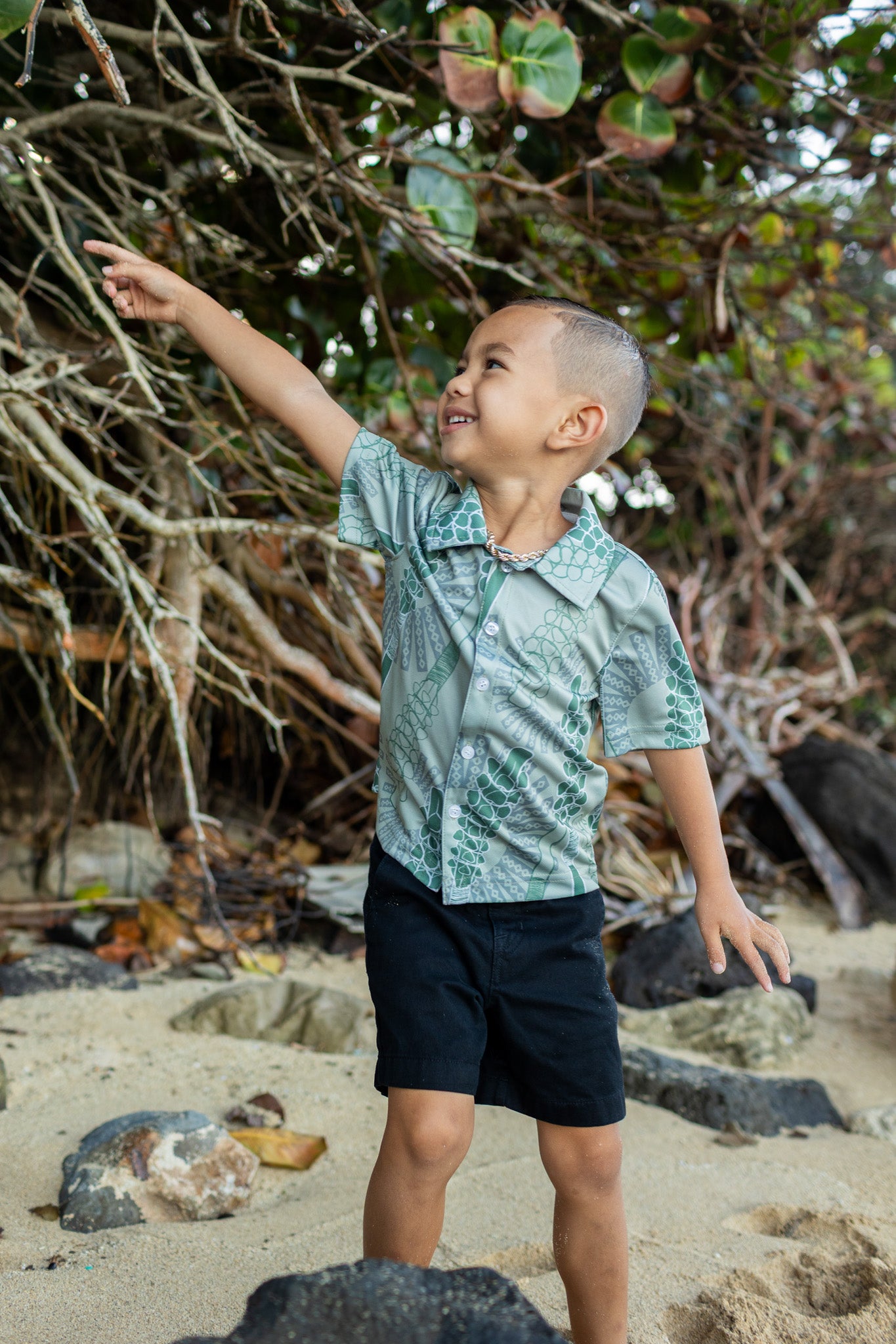 Keiki Lamaku Dri-Fit Aloha Shirt