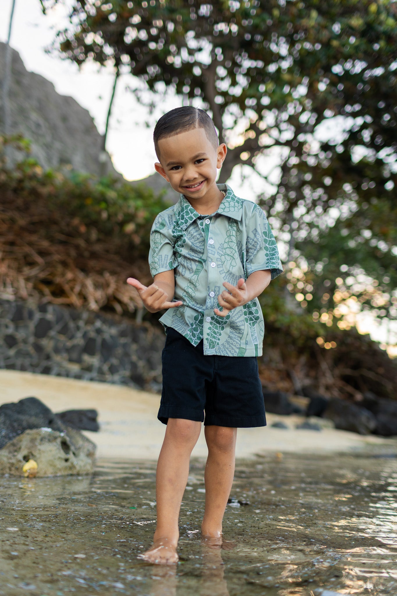 Keiki Lamaku Dri-Fit Aloha Shirt