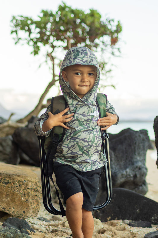 Keiki Ahi Camo Dri Fit Hooded Rashguard Long Sleeve