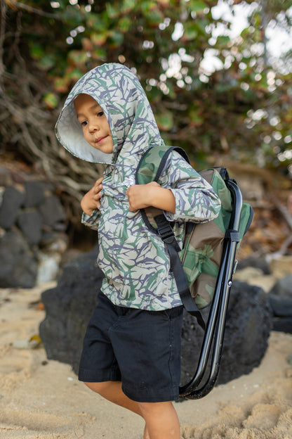 Keiki Ahi Camo Dri Fit Hooded Rashguard Long Sleeve