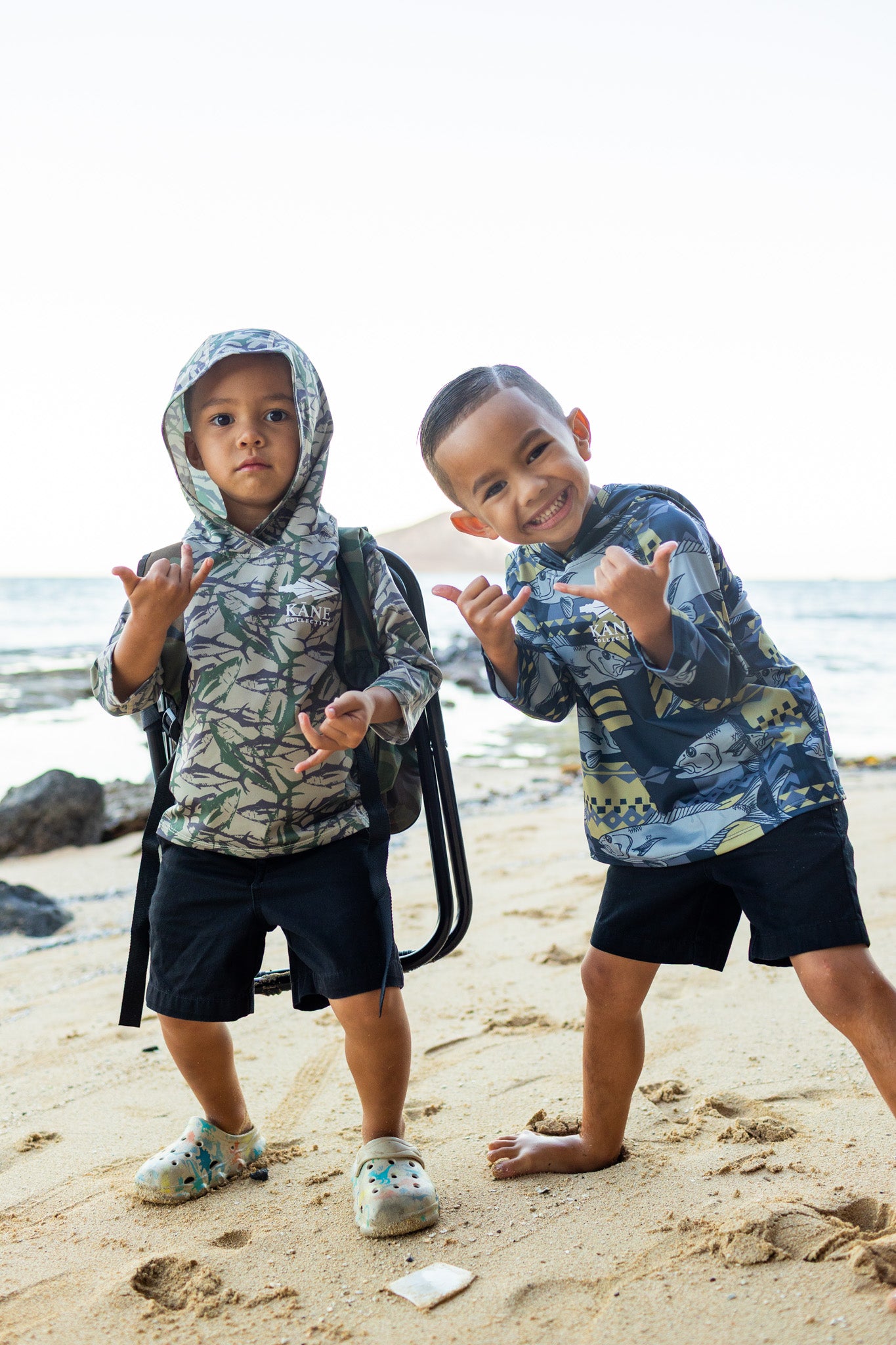 Keiki Ahi Camo Dri Fit Hooded Rashguard Long Sleeve