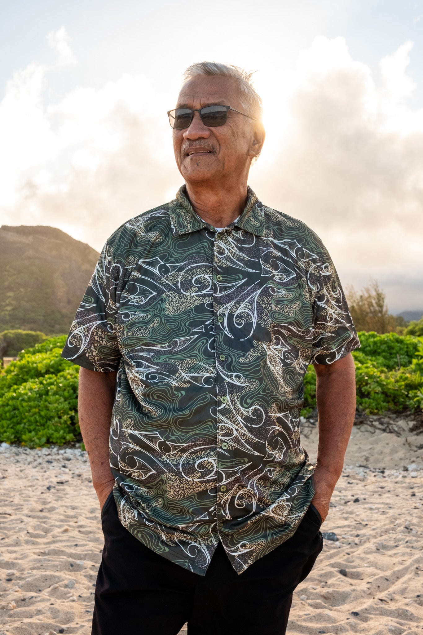 Topographical Camo Dri Fit Aloha Shirt