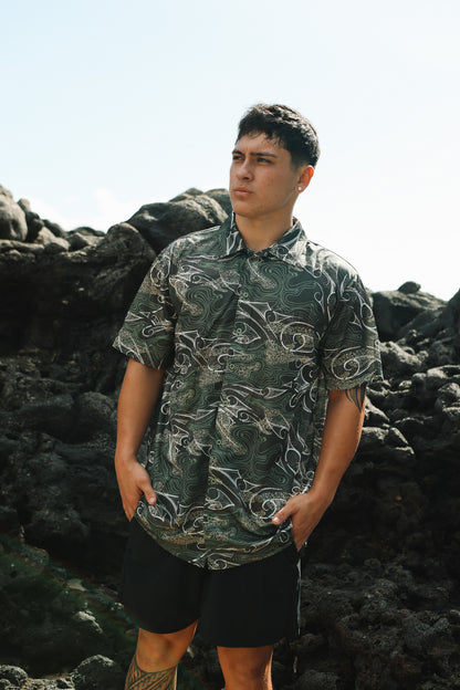 Topographical Camo Dri Fit Aloha Shirt