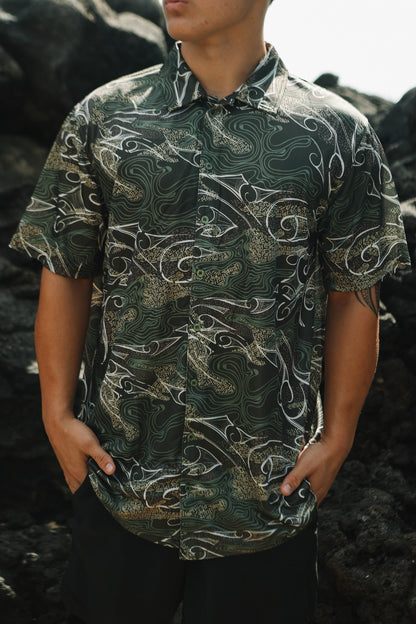 Topographical Camo Dri Fit Aloha Shirt