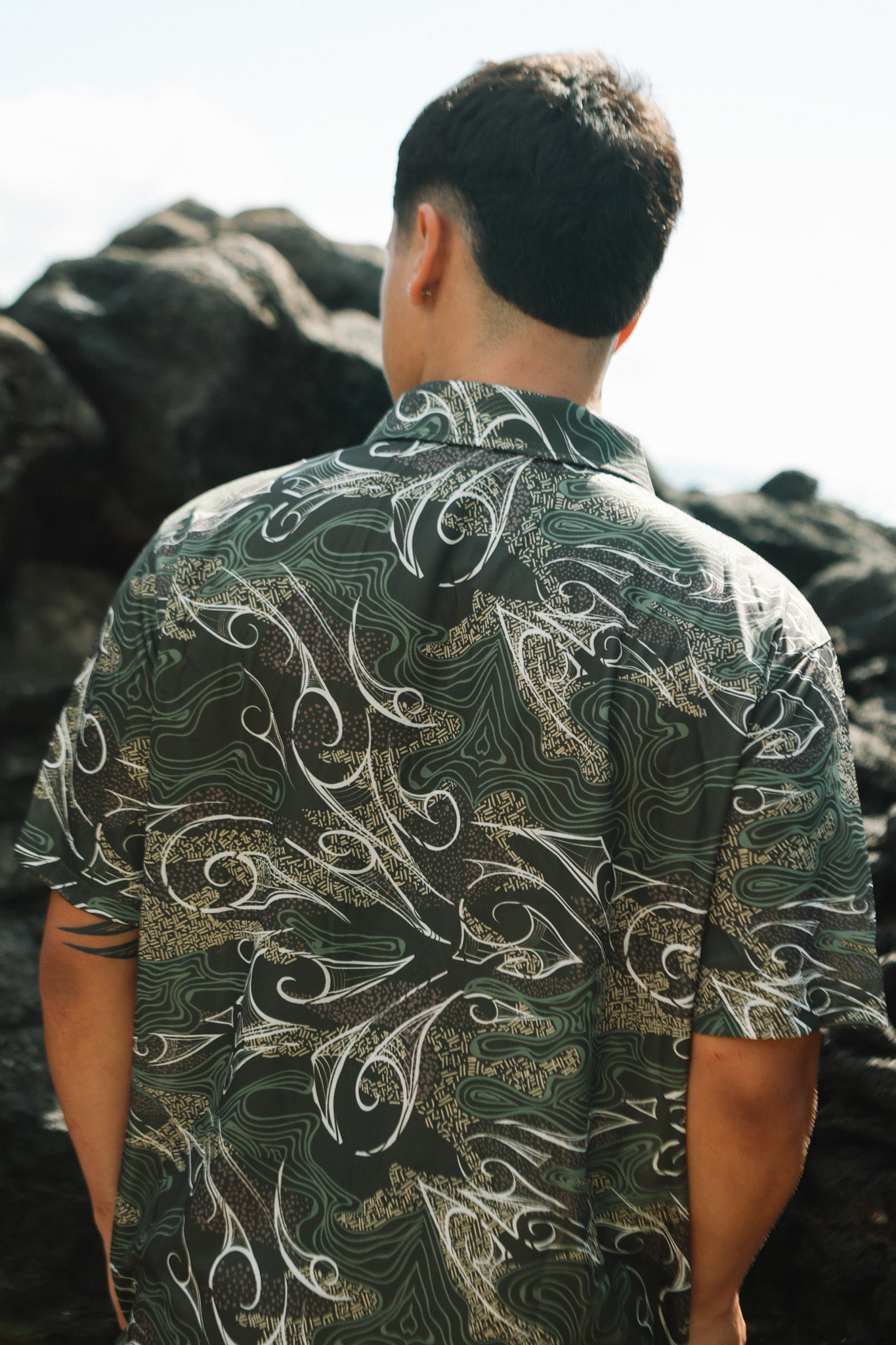 Topographical Camo Dri Fit Aloha Shirt