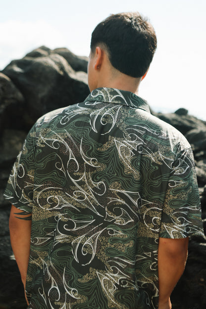 Topographical Camo Dri Fit Aloha Shirt