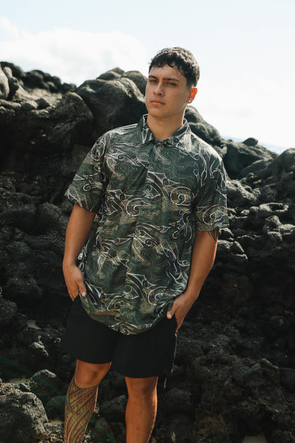 Topographical Camo Dri Fit Aloha Shirt