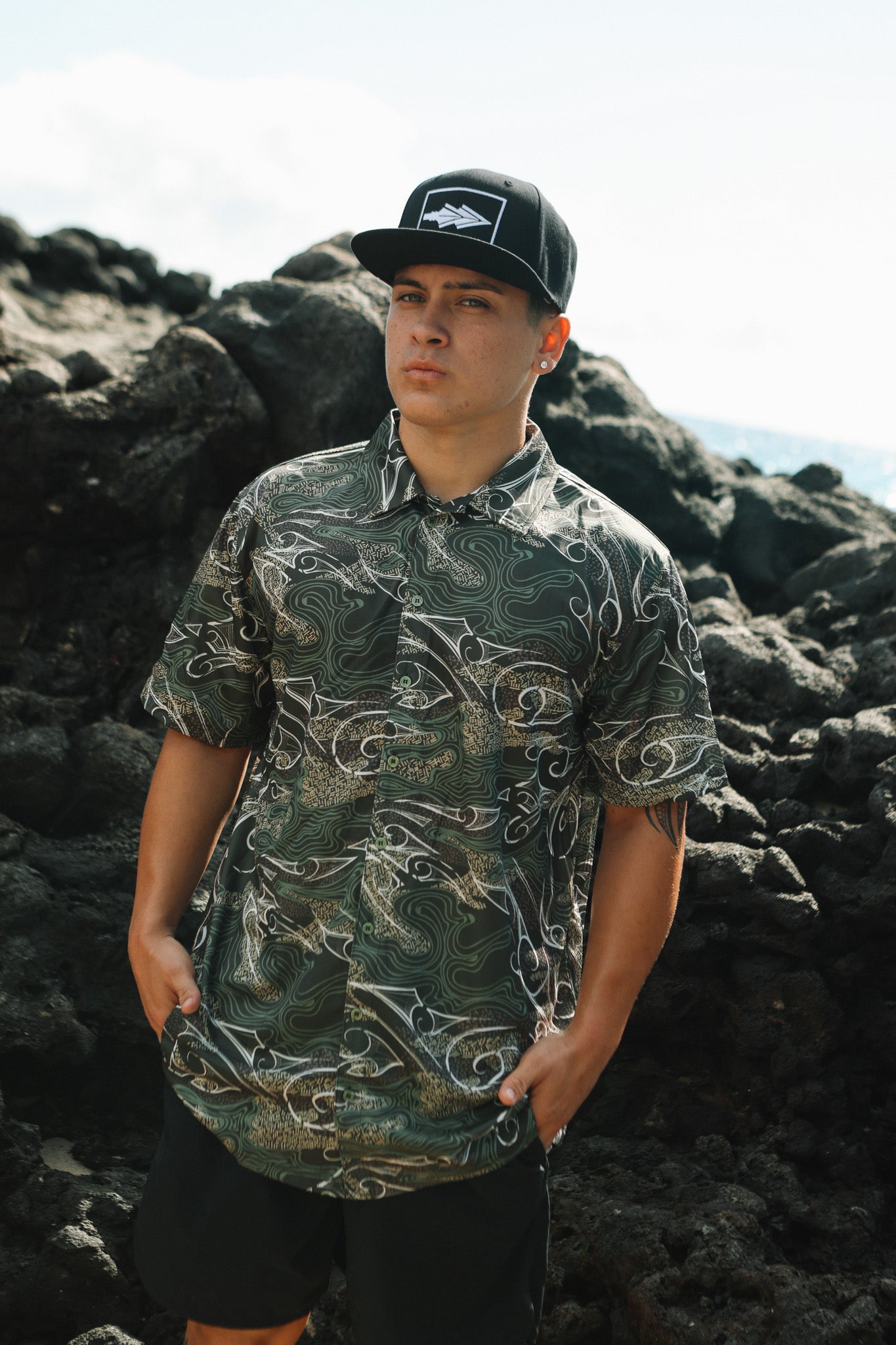Topographical Camo Dri Fit Aloha Shirt