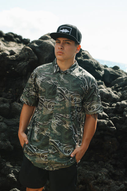 Topographical Camo Dri Fit Aloha Shirt