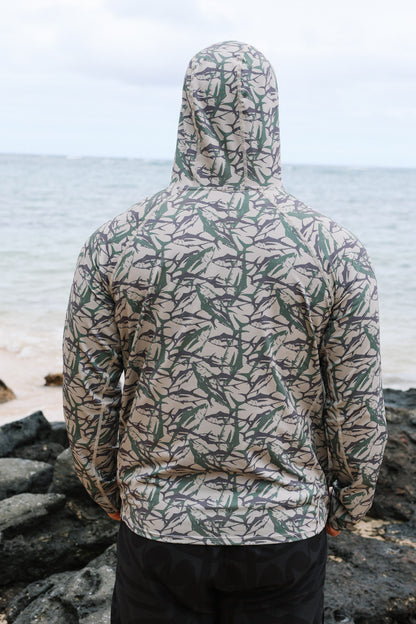 Ahi Camo Hooded Dri Fit Rashguard Long Sleeve