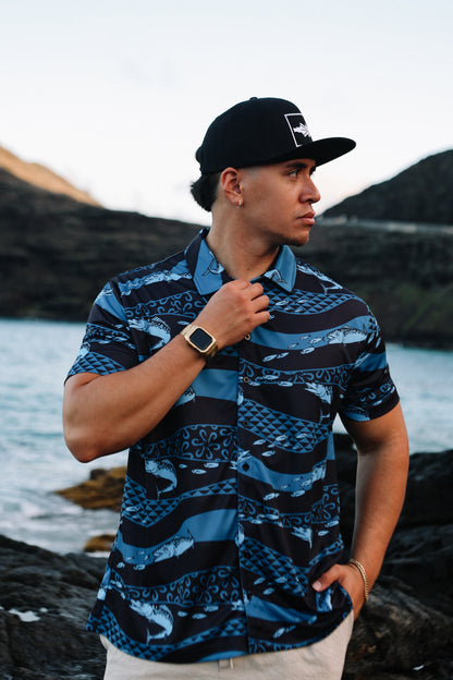 Ono Black Dri Fit Aloha Shirt