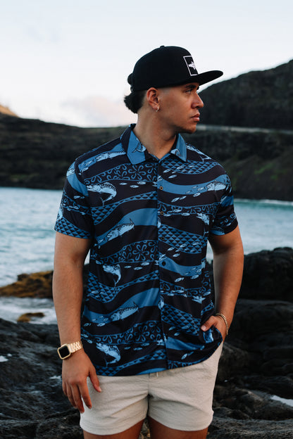 Ono Black Dri Fit Aloha Shirt